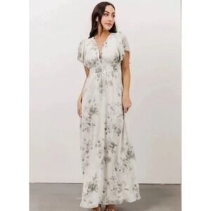 Baltic Born Alexandria Sage Green Smocked Maxi Dress Flowey Long XL NEW